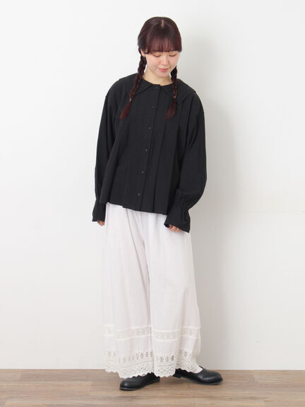 ビッグ襟ピンタックブラウス（ブラック/モカ/キナリ）｜Samansa Mos2（サマンサ モスモス）通販