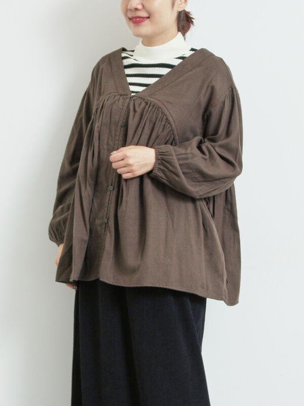 セール】 前後2WAYドロストチュニック（チャコールグレー/ボルドー