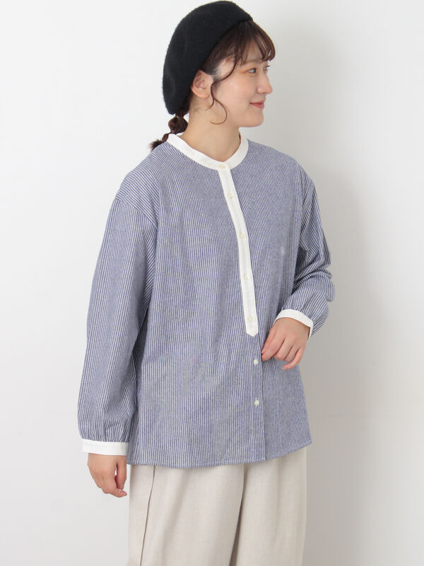 セール】 保温加工クレリックシャツ（オフホワイト/ベージュ/モカ