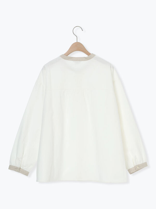 セール】 保温加工クレリックシャツ（オフホワイト/ベージュ/モカ