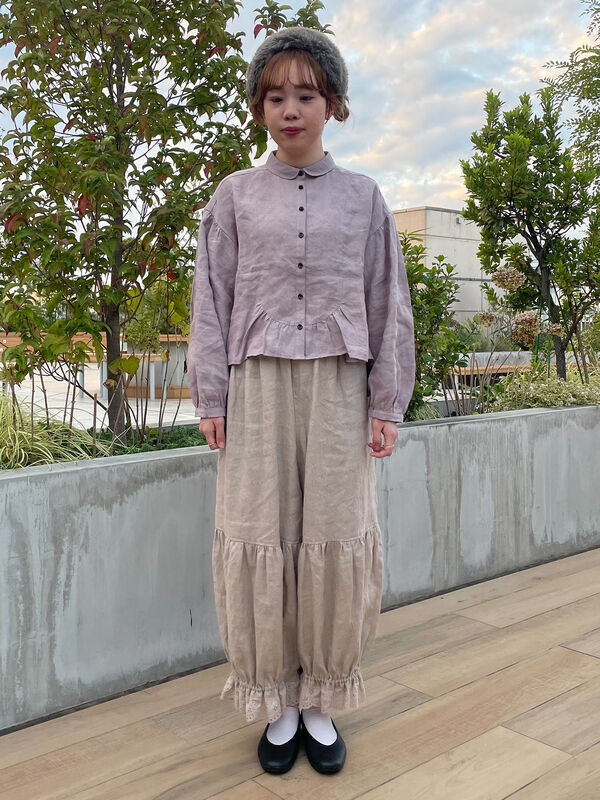 ルミネ立川店限定商品　リネンシームラインフリルブラウス　ラベンダー 立川店/EC限定】リネンシームラインフリルブラウス（オフホワイト