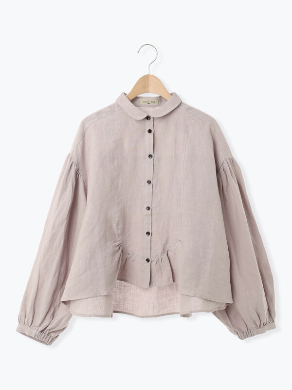 立川店/EC限定】リネンシームラインフリルブラウス（オフホワイト
