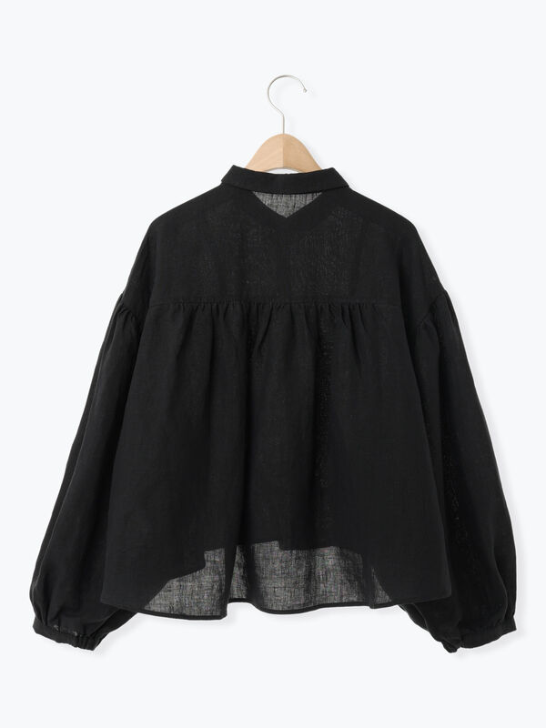 mmm出品 立川店/EC限定】リネンシームラインフリルブラウス（オフホワイト