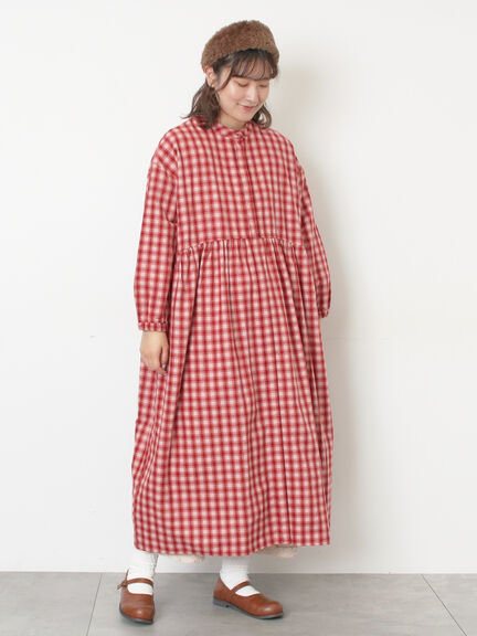 【保温加工】バンドカラーワンピース ≪S/Mサイズ≫（チャコールグレー/ブラック/レッド/ミント）｜Samansa Mos2（サマンサ モスモス）通販