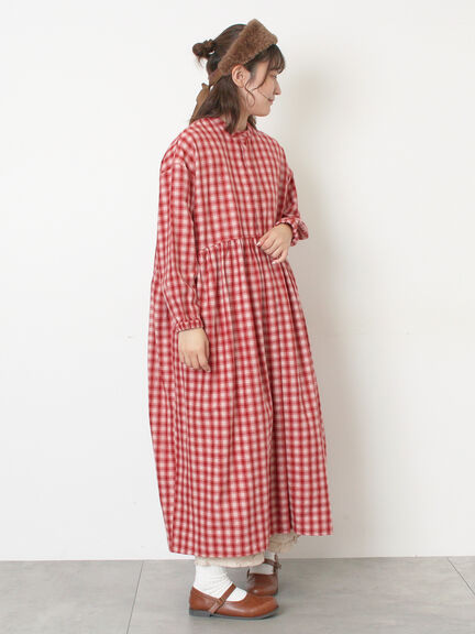 【保温加工】バンドカラーワンピース ≪S/Mサイズ≫（チャコールグレー/ブラック/レッド/ミント）｜Samansa Mos2（サマンサ モスモス）通販