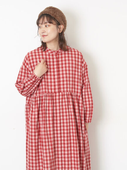 【保温加工】バンドカラーワンピース ≪S/Mサイズ≫（チャコールグレー/ブラック/レッド/ミント）｜Samansa Mos2（サマンサ モスモス）通販