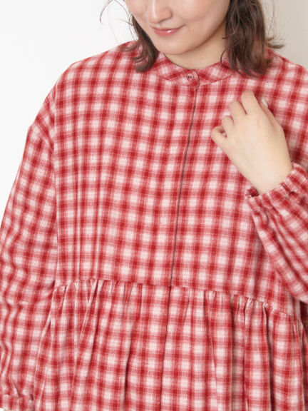 【保温加工】バンドカラーワンピース ≪S/Mサイズ≫（チャコールグレー/ブラック/レッド/ミント）｜Samansa Mos2（サマンサ モスモス）通販