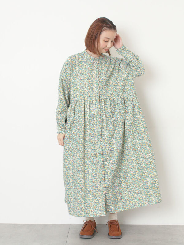 保温加工】バンドカラーワンピース ≪S/Mサイズ≫（チャコールグレー