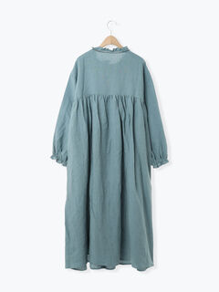 サマンサモスモス 立川限定 リネンスタンドフリルワンピー ス キナリ 立川店/EC限定】リネンスタンドフリルワンピース（チャコールグレー