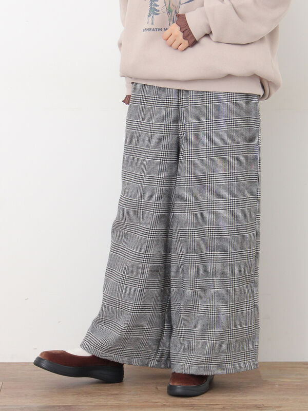 【M/Lサイズ】チェック柄ワイドパンツ（ブラック）｜Samansa Mos2（サマンサ モスモス）通販