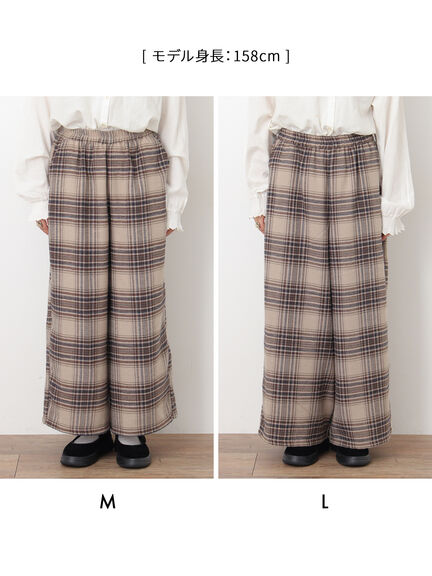 【M/Lサイズ】チェック柄ワイドパンツ（ブラック/ベージュ/ブラウン）｜Samansa Mos2（サマンサ モスモス）通販
