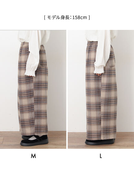【M/Lサイズ】チェック柄ワイドパンツ（ブラック/ベージュ/ブラウン）｜Samansa Mos2（サマンサ モスモス）通販