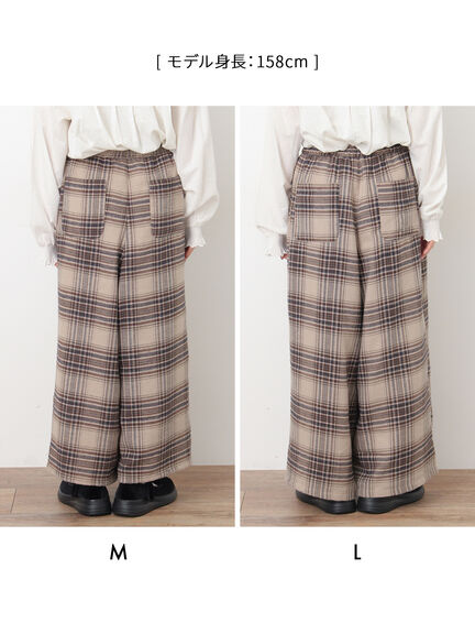 【M/Lサイズ】チェック柄ワイドパンツ（ブラック/ベージュ/ブラウン）｜Samansa Mos2（サマンサ モスモス）通販