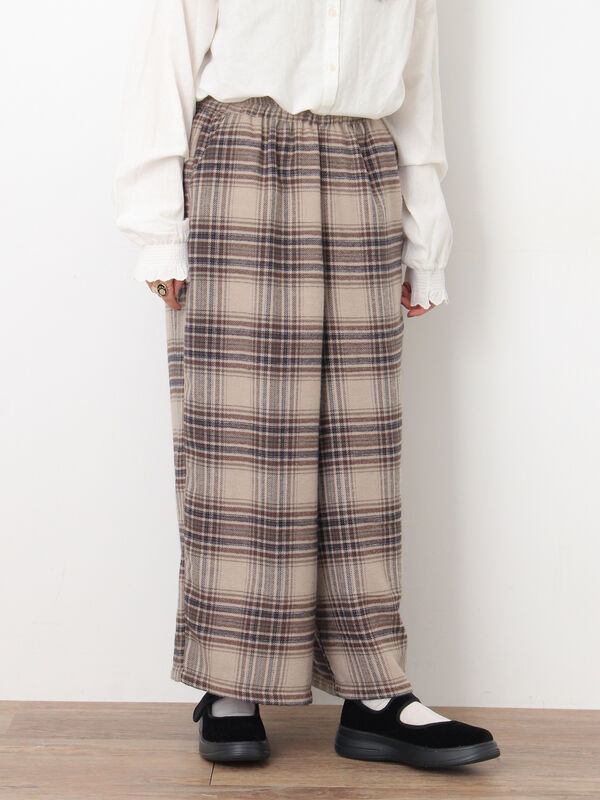 セール】 【M/Lサイズ】チェック柄ワイドパンツ（ブラック/ベージュ