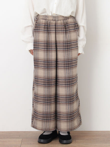【M/Lサイズ】チェック柄ワイドパンツ（ブラック/ベージュ/ブラウン）｜Samansa Mos2（サマンサ モスモス）通販
