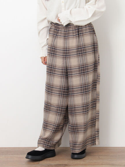 【M/Lサイズ】チェック柄ワイドパンツ（ブラック/ベージュ/ブラウン）｜Samansa Mos2（サマンサ モスモス）通販