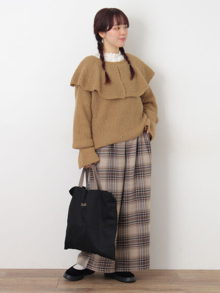 【M/Lサイズ】チェック柄ワイドパンツ（ブラック/ベージュ/ブラウン）｜Samansa Mos2（サマンサ モスモス）通販