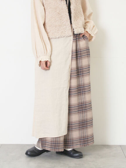 【M/Lサイズ】チェック柄ワイドパンツ（ブラック/ベージュ/ブラウン）｜Samansa Mos2（サマンサ モスモス）通販