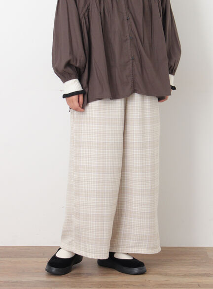 【M/Lサイズ】チェック柄ワイドパンツ（ブラック/ベージュ/ブラウン）｜Samansa Mos2（サマンサ モスモス）通販