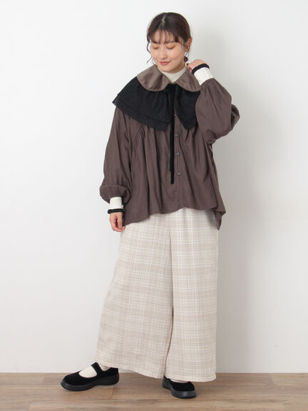 【M/Lサイズ】チェック柄ワイドパンツ（ブラック/ベージュ/ブラウン）｜Samansa Mos2（サマンサ モスモス）通販