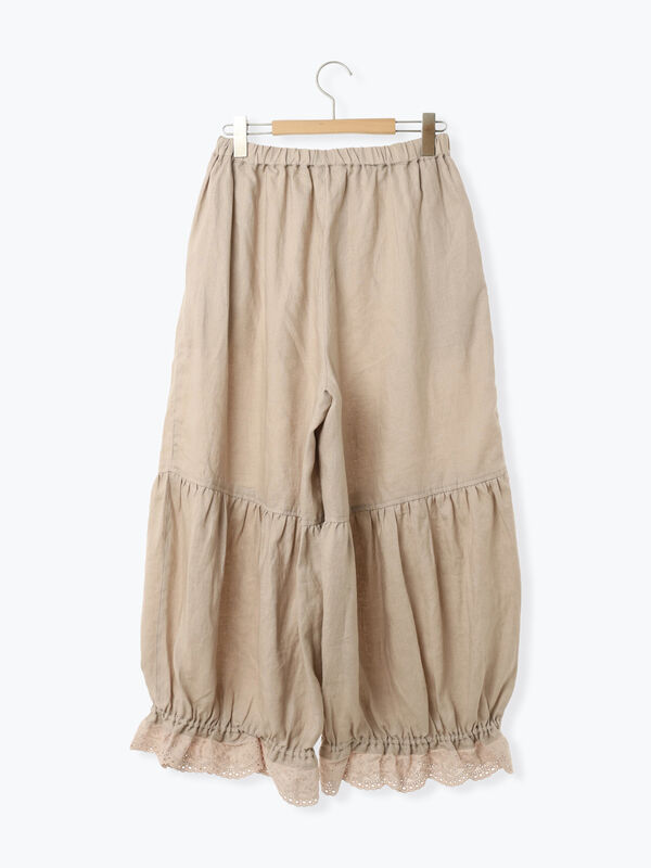 サマンサモスモス　立川限定 リネンしずくギャザーパンツ ブラック　立川　sm2 立川店/EC限定】リネンしずくギャザーパンツ（チャコールグレー