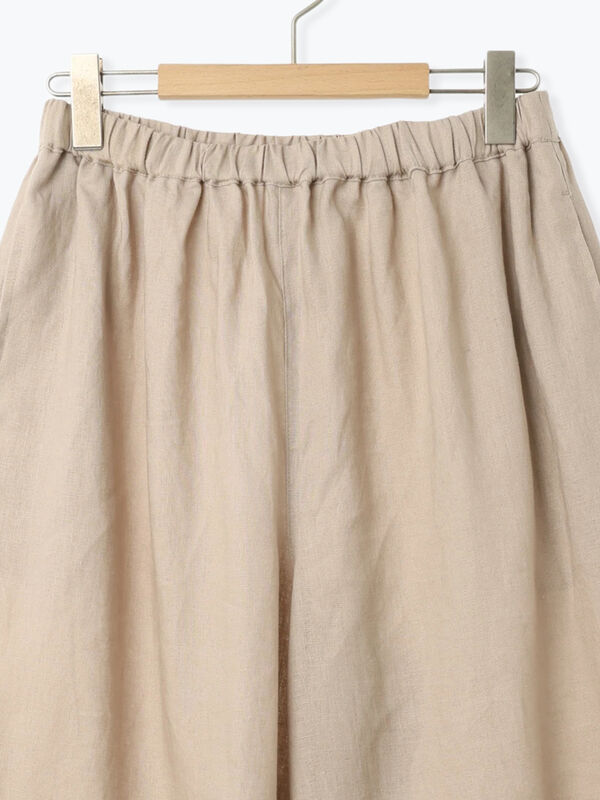 立川限定】リネンしずくギャザーパンツ（チャコールグレー/ブラック