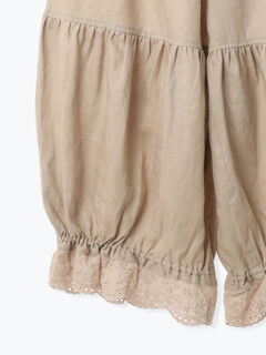 立川店/EC限定】リネンしずくギャザーパンツ（チャコールグレー