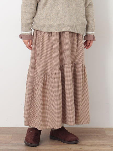 チェック柄変形ティアードスカート（ピンク/ブラウン/ネイビー）｜Samansa Mos2（サマンサ モスモス）通販