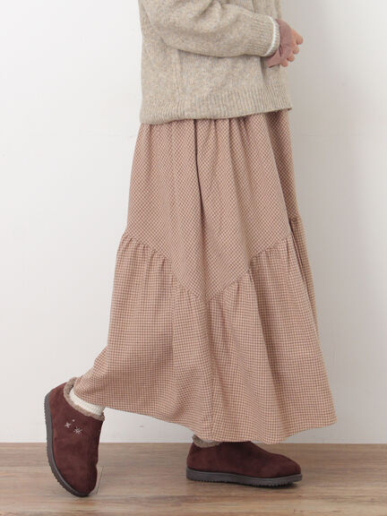チェック柄変形ティアードスカート（ピンク/ブラウン/ネイビー）｜Samansa Mos2（サマンサ モスモス）通販