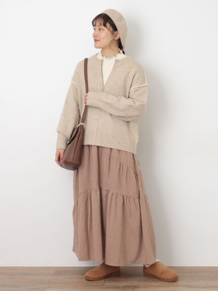 チェック柄変形ティアードスカート（ピンク/ブラウン/ネイビー）｜Samansa Mos2（サマンサ モスモス）通販