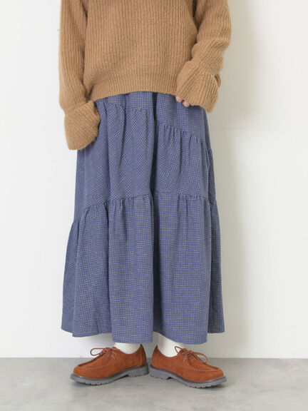 チェック柄変形ティアードスカート（ピンク/ブラウン/ネイビー）｜Samansa Mos2（サマンサ モスモス）通販