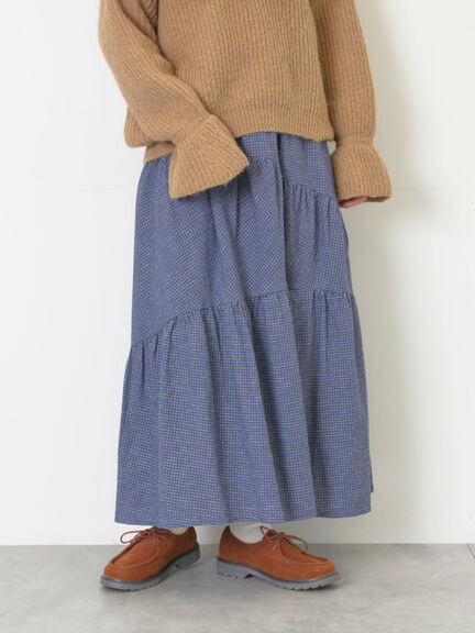 チェック柄変形ティアードスカート（ピンク/ブラウン/ネイビー）｜Samansa Mos2（サマンサ モスモス）通販