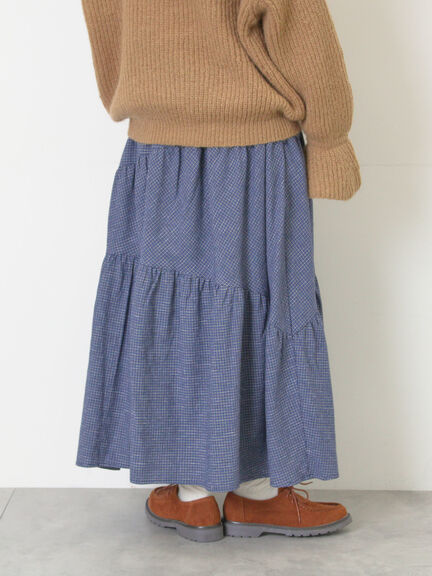 チェック柄変形ティアードスカート（ピンク/ブラウン/ネイビー）｜Samansa Mos2（サマンサ モスモス）通販