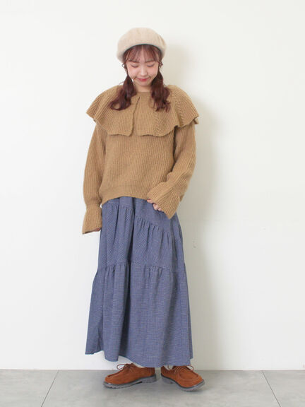 チェック柄変形ティアードスカート（ピンク/ブラウン/ネイビー）｜Samansa Mos2（サマンサ モスモス）通販