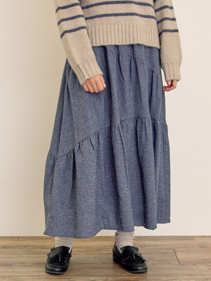 チェック柄変形ティアードスカート（ピンク/ブラウン/ネイビー）｜Samansa Mos2（サマンサ モスモス）通販