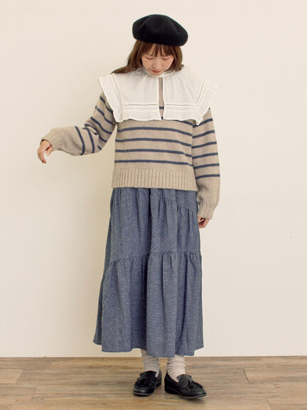 チェック柄変形ティアードスカート（ピンク/ブラウン/ネイビー）｜Samansa Mos2（サマンサ モスモス）通販