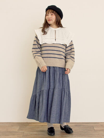 チェック柄変形ティアードスカート（ピンク/ブラウン/ネイビー）｜Samansa Mos2（サマンサ モスモス）通販