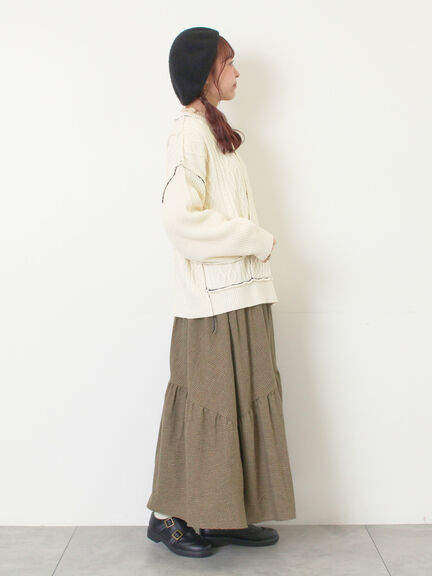 チェック柄変形ティアードスカート（ピンク/ブラウン/ネイビー）｜Samansa Mos2（サマンサ モスモス）通販