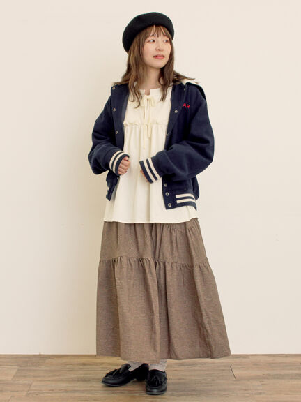 チェック柄変形ティアードスカート（ピンク/ブラウン/ネイビー）｜Samansa Mos2（サマンサ モスモス）通販