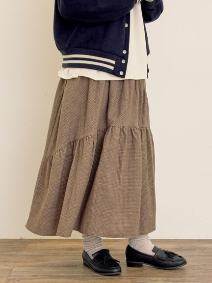 チェック柄変形ティアードスカート（ピンク/ブラウン/ネイビー）｜Samansa Mos2（サマンサ モスモス）通販
