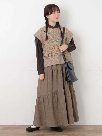 チェック柄変形ティアードスカート（ピンク/ブラウン/ネイビー）｜Samansa Mos2（サマンサ モスモス）通販