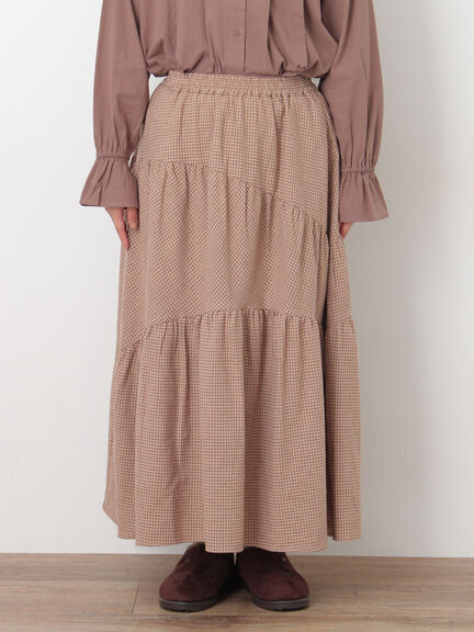 チェック柄変形ティアードスカート（ピンク/ブラウン/ネイビー）｜Samansa Mos2（サマンサ モスモス）通販