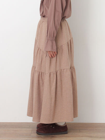 チェック柄変形ティアードスカート（ピンク/ブラウン/ネイビー）｜Samansa Mos2（サマンサ モスモス）通販