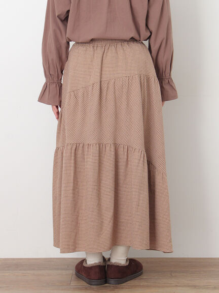 チェック柄変形ティアードスカート（ピンク/ブラウン/ネイビー）｜Samansa Mos2（サマンサ モスモス）通販