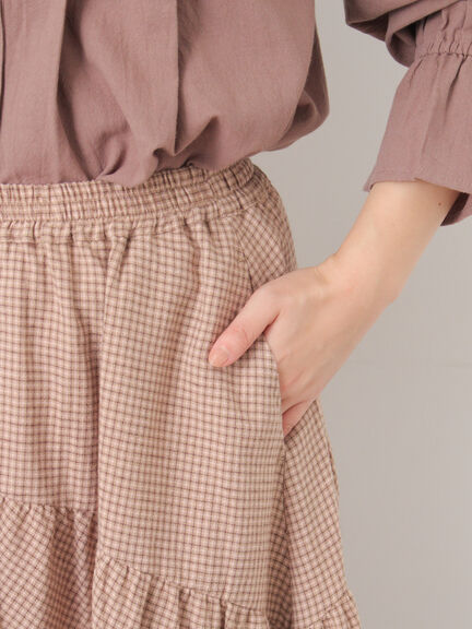 チェック柄変形ティアードスカート（ピンク/ブラウン/ネイビー）｜Samansa Mos2（サマンサ モスモス）通販