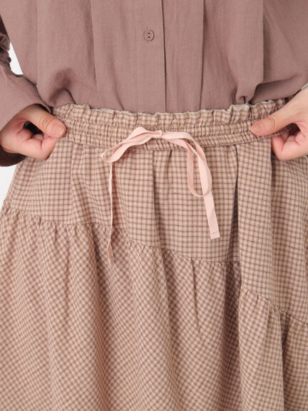 チェック柄変形ティアードスカート（ピンク/ブラウン/ネイビー）｜Samansa Mos2（サマンサ モスモス）通販