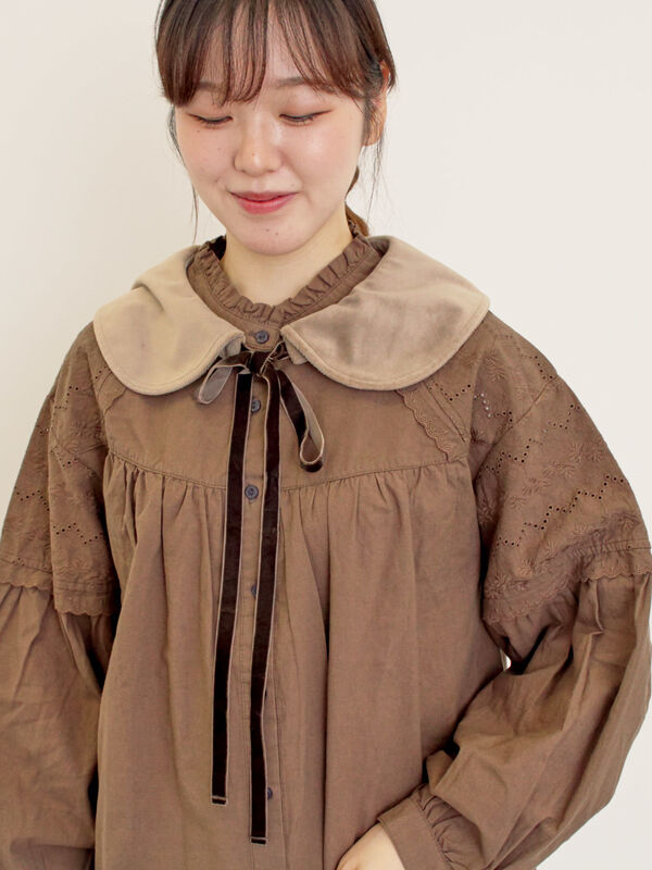 セール】 【3WAY】レイヤード付け襟（チャコールグレー/ベージュ
