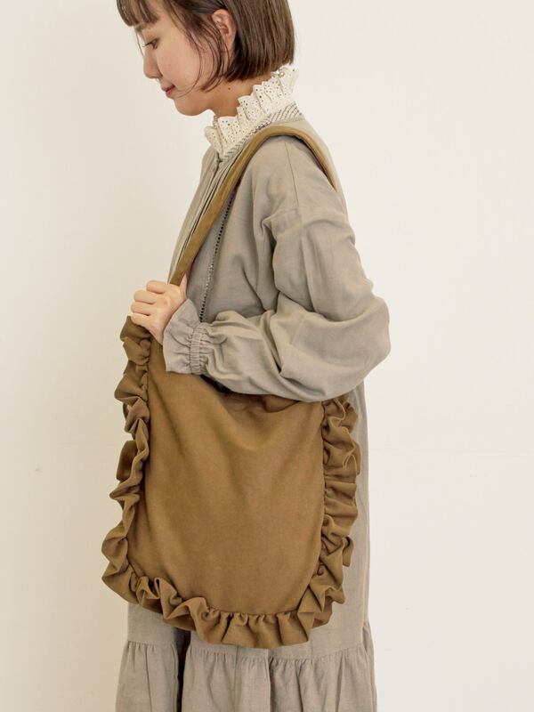 ラウンドフリルトートバッグ（ベージュ/キャメル）｜Samansa Mos2（サマンサ モスモス）通販