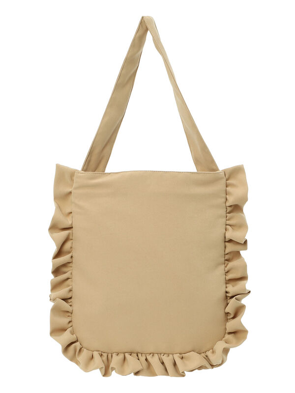 セール】 ラウンドフリルトートバッグ（ベージュ/キャメル/バッグ
