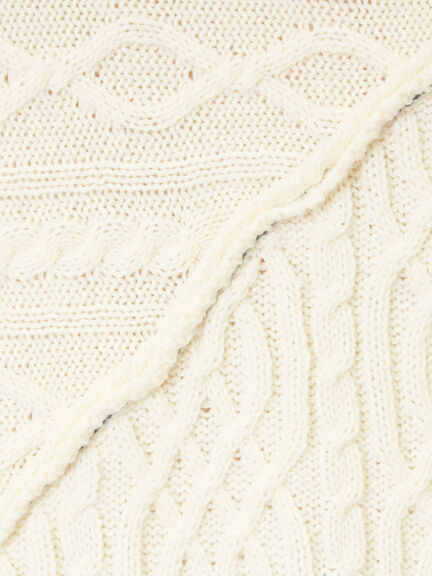 ケーブルパッチワークステッチプルオーバー（チャコールグレー/レッド/ベージュ/キナリ）｜Samansa Mos2（サマンサ モスモス）通販